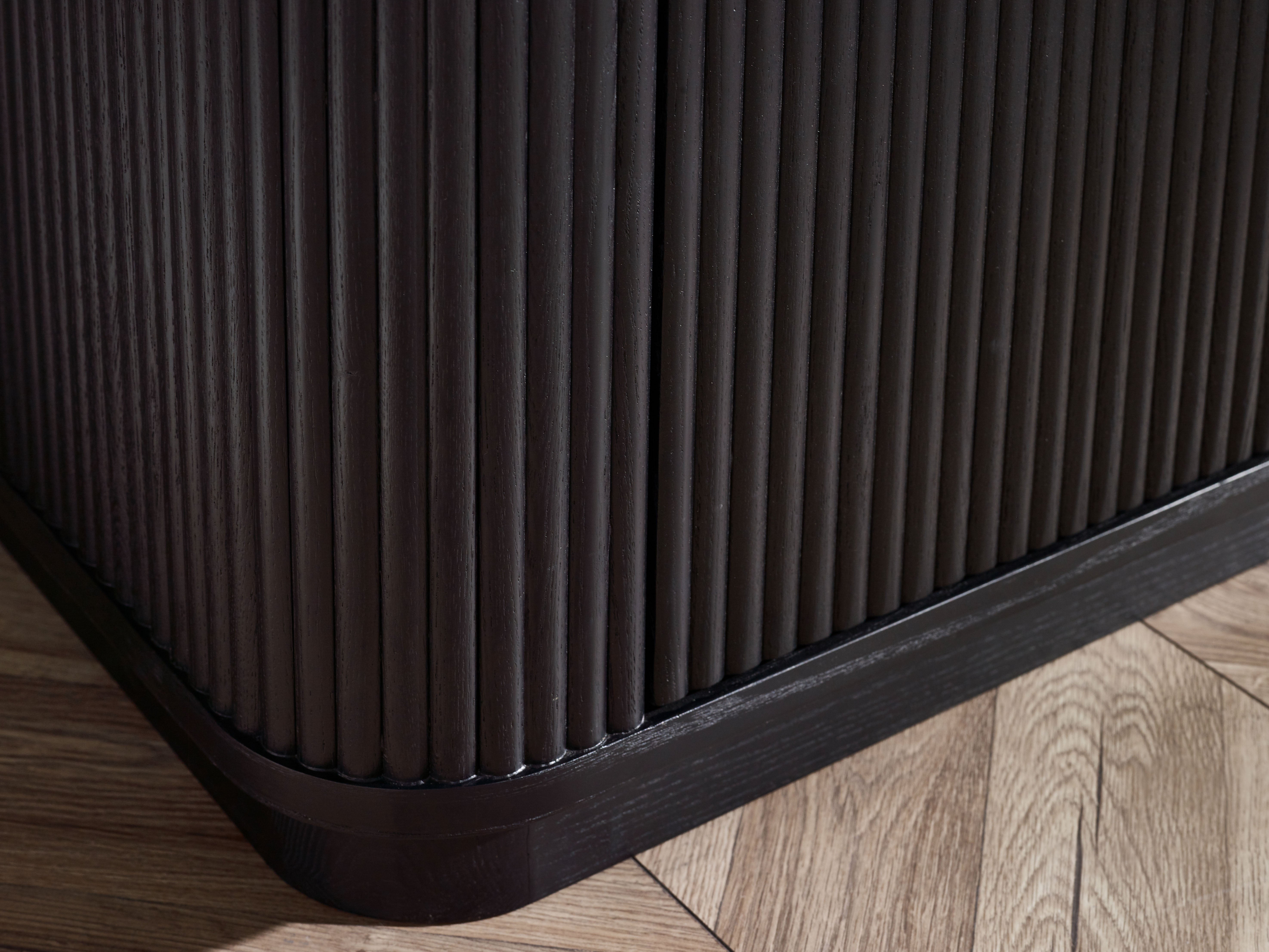 Como Fluted Black Wood TV Unit